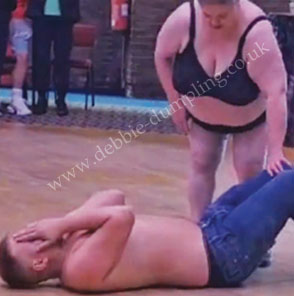 Debbie Dumpling performing her strip